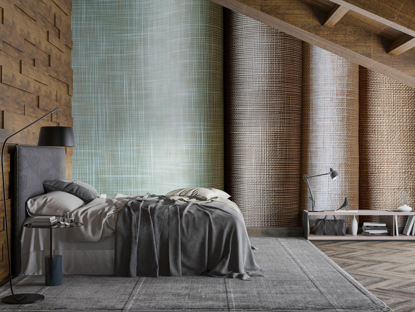 Neutral Textured Wallpaper – Linen Grasscloth Style Wall Covering Wall Art Vn1003