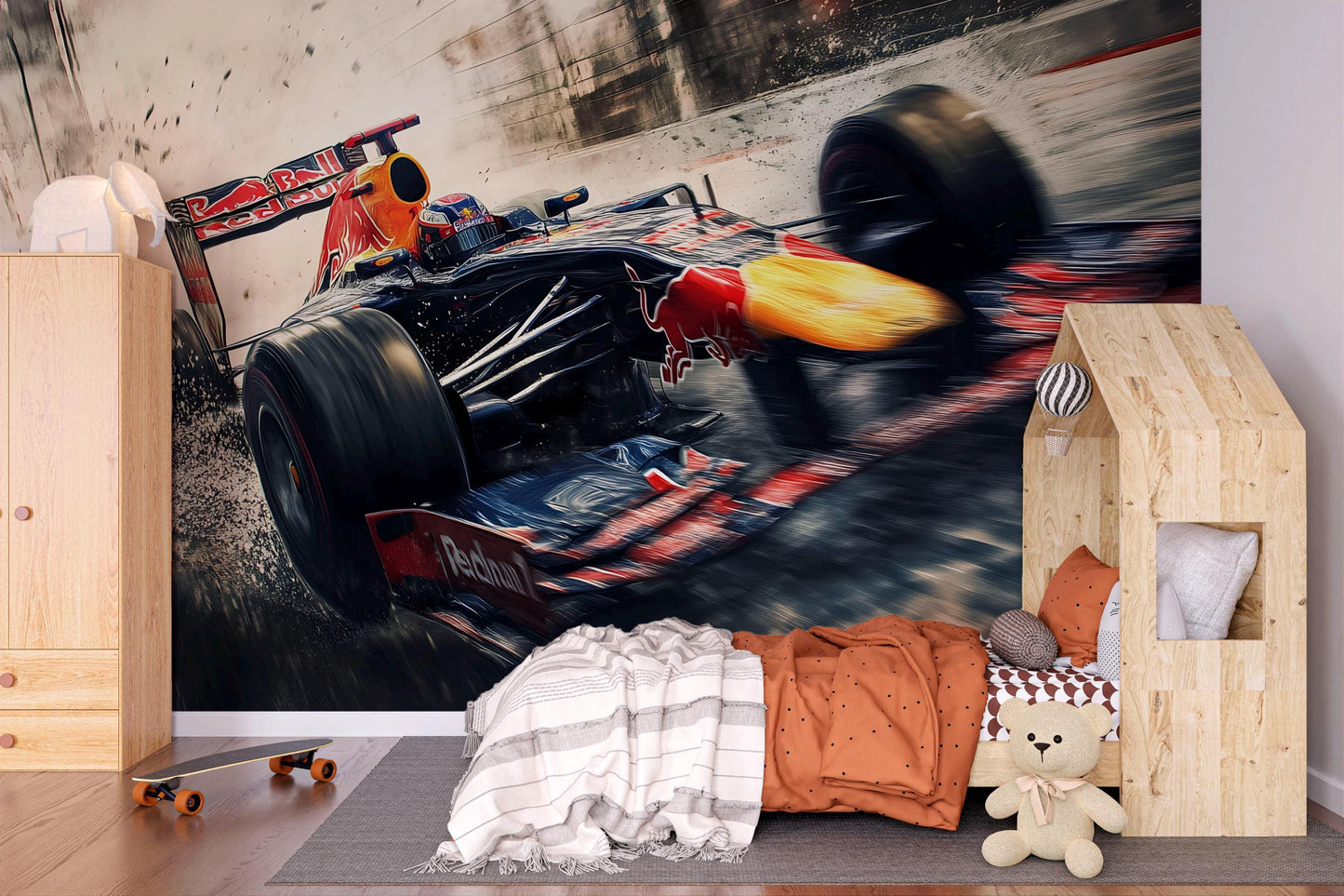 Formula 1 Racing Car Wall Mural – Speed Track Wallpaper for Boys Bedroom & Game Room Vn875