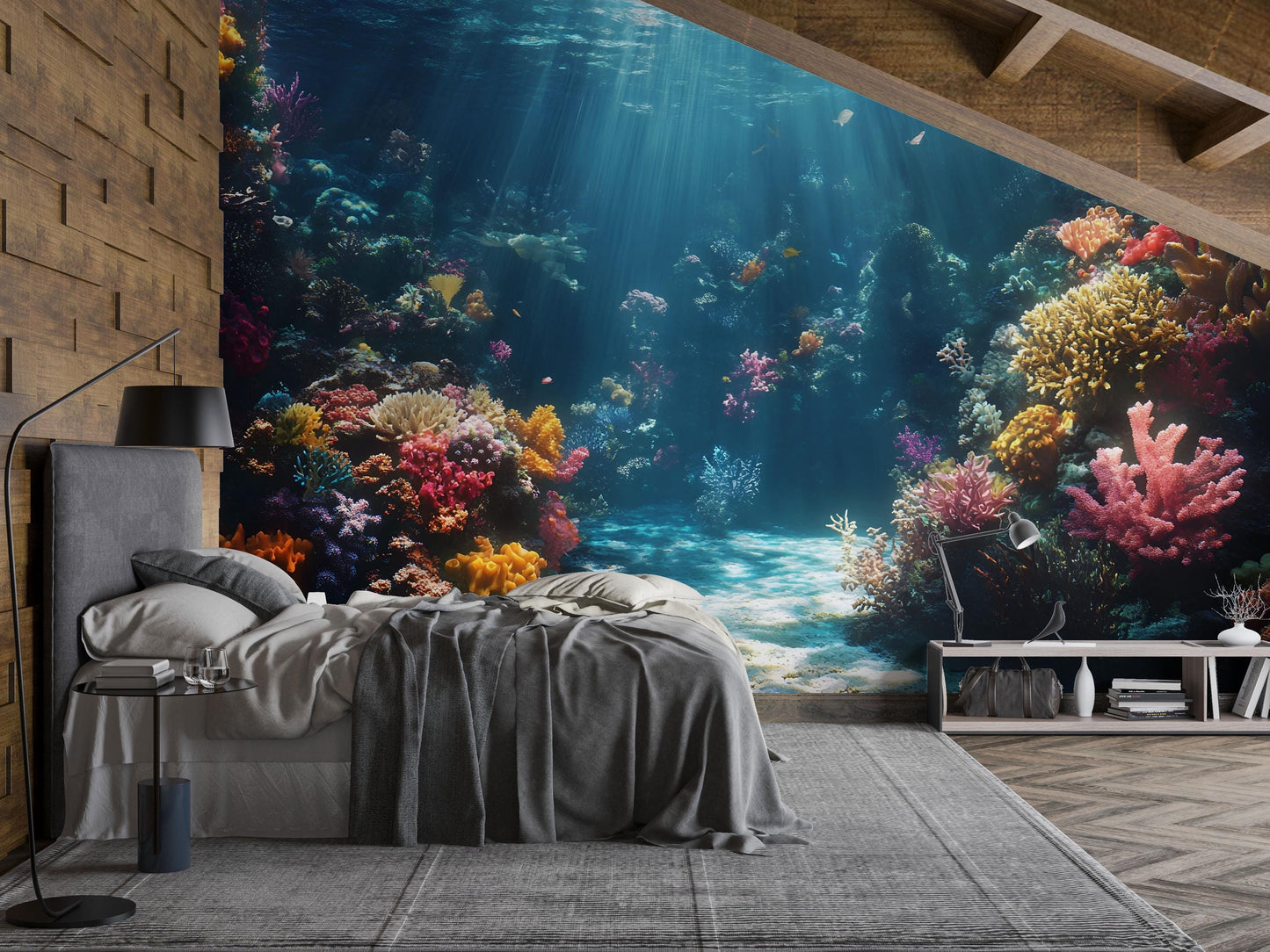 Underwater Coral Reef Wall Mural – Ocean Scene Wallpaper for Home & Office Vn822