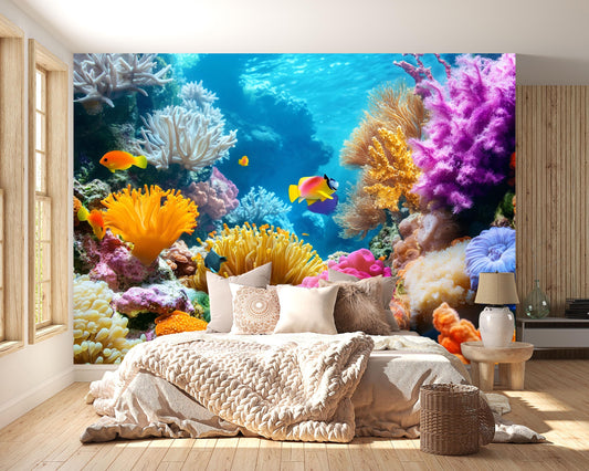 Tropical Coral Reef Wall Mural – Underwater Ocean Scene Home Décor Vn816