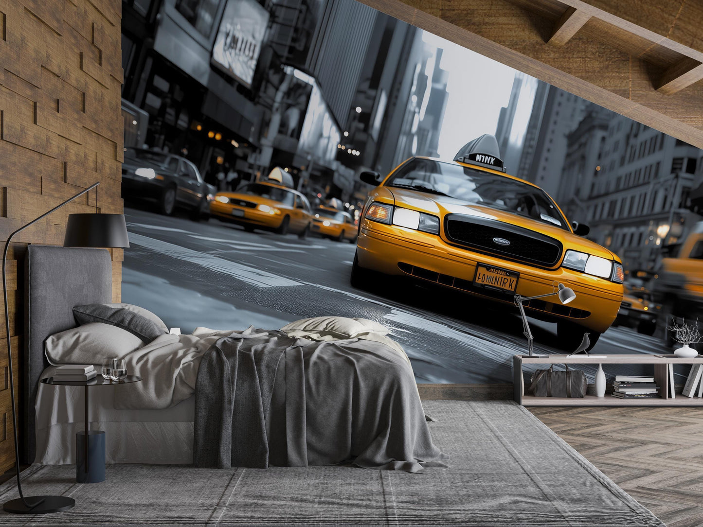 NYC Yellow Taxi Wall Mural – New York City Street Wallpaper Vn903