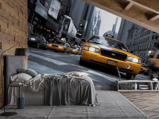 NYC Yellow Taxi Wall Mural – New York City Street Wallpaper Vn903