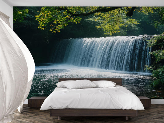 Waterfall Wall Mural Bedroom Decor | Nature-Inspired Removable Wallpaper | Scenic Forest Waterfall Backdrop Vn700