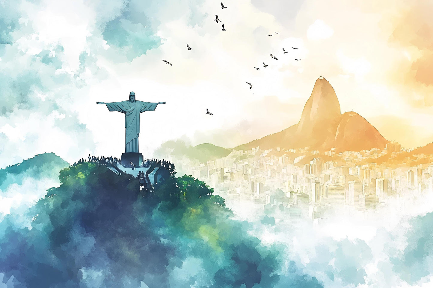 Christ the Redeemer Mural – Rio de Janeiro Brazil Wall Art Wallpaper Vn943