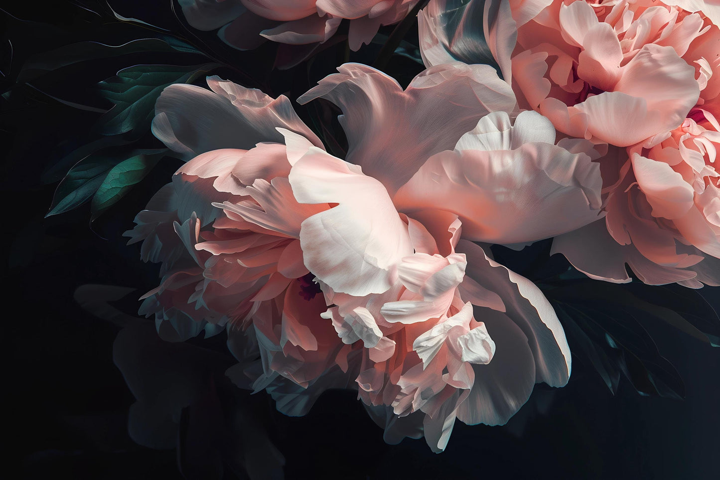 Dark Floral Mural Wallpaper – Large Pink Peony Wall Art for Bedroom Décor Vn1047