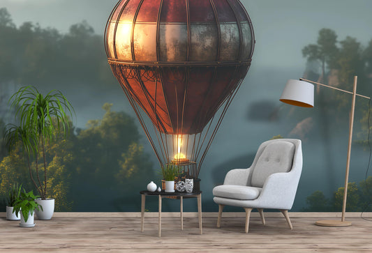 Hot Air Balloon Wall Mural Kids Room | Adventure Nursery Wall Art | Boys Girls Bedroom Decor Vn376