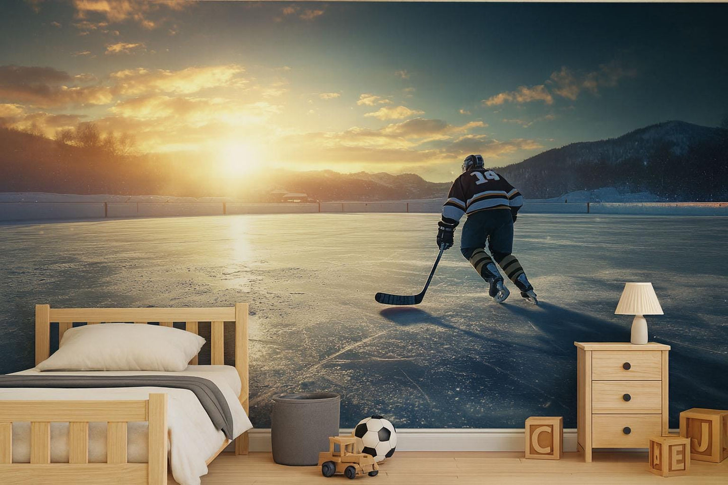 Ice Hockey Wall Mural – Sports Wallpaper for Boys Bedroom, Teen Room & Game Room Decor Vn880