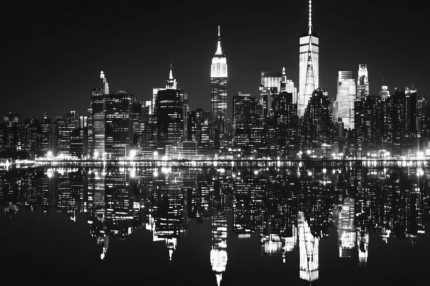 NYC Skyline Wall Mural – Black White Cityscape Wallpaper, Modern Living Room Decor Vn883
