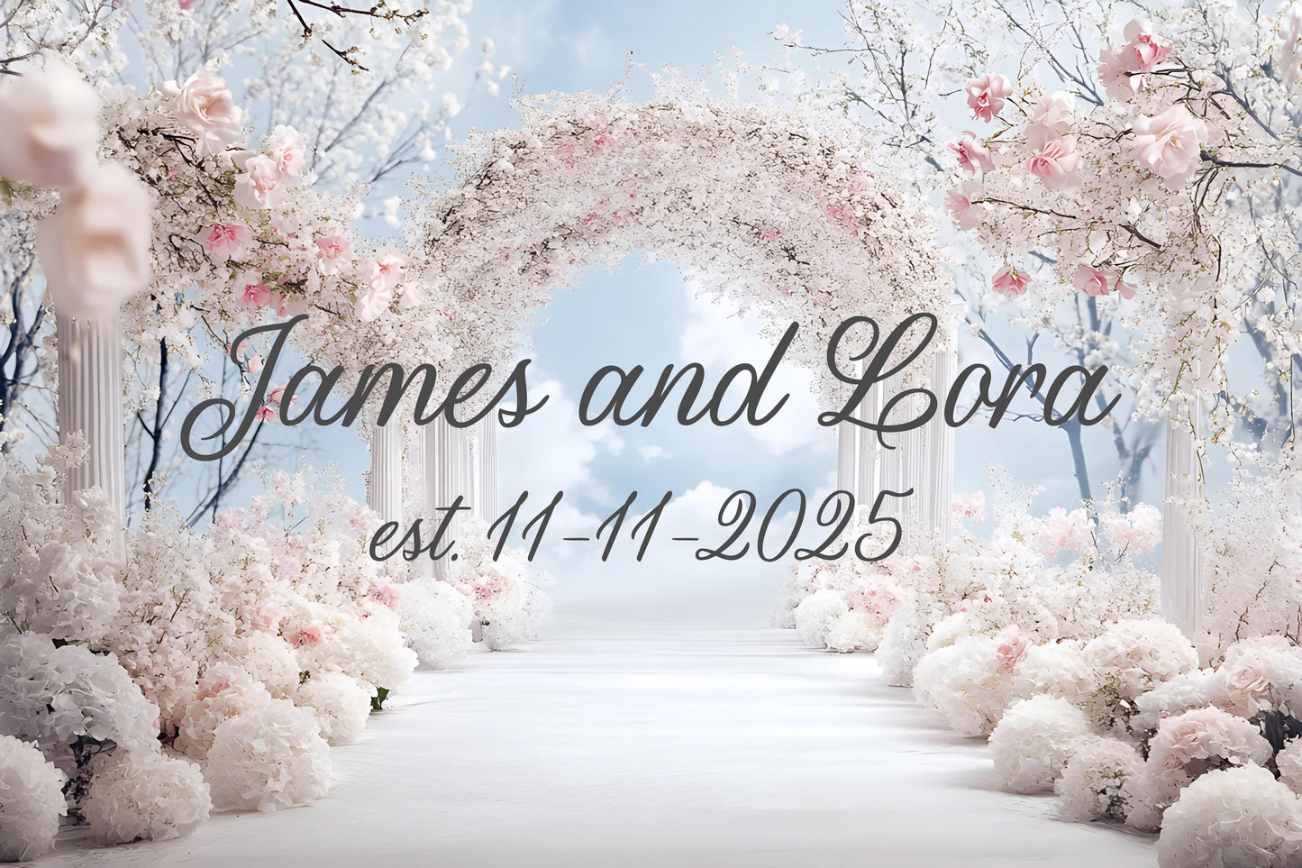 Custom Wedding Backdrop Sign | Personalized Floral Arch Wall Decor | Romantic Wedding Banner Vn515