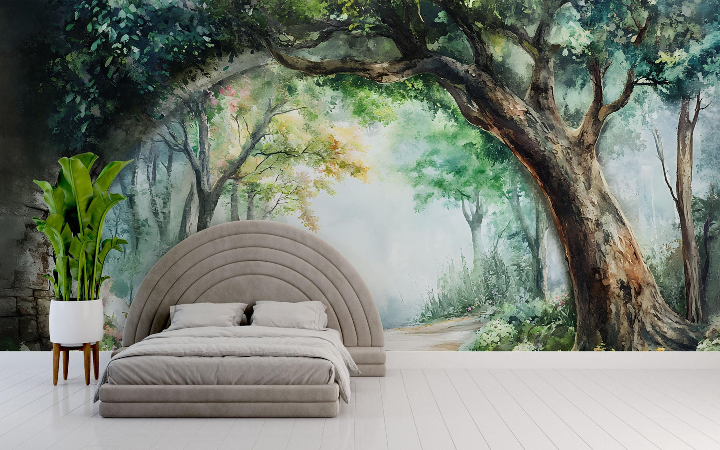 Nature Forest Path Wall Mural – Large Scenic Landscape Wallpaper for Bedroom, Living Room, or Office Vn761