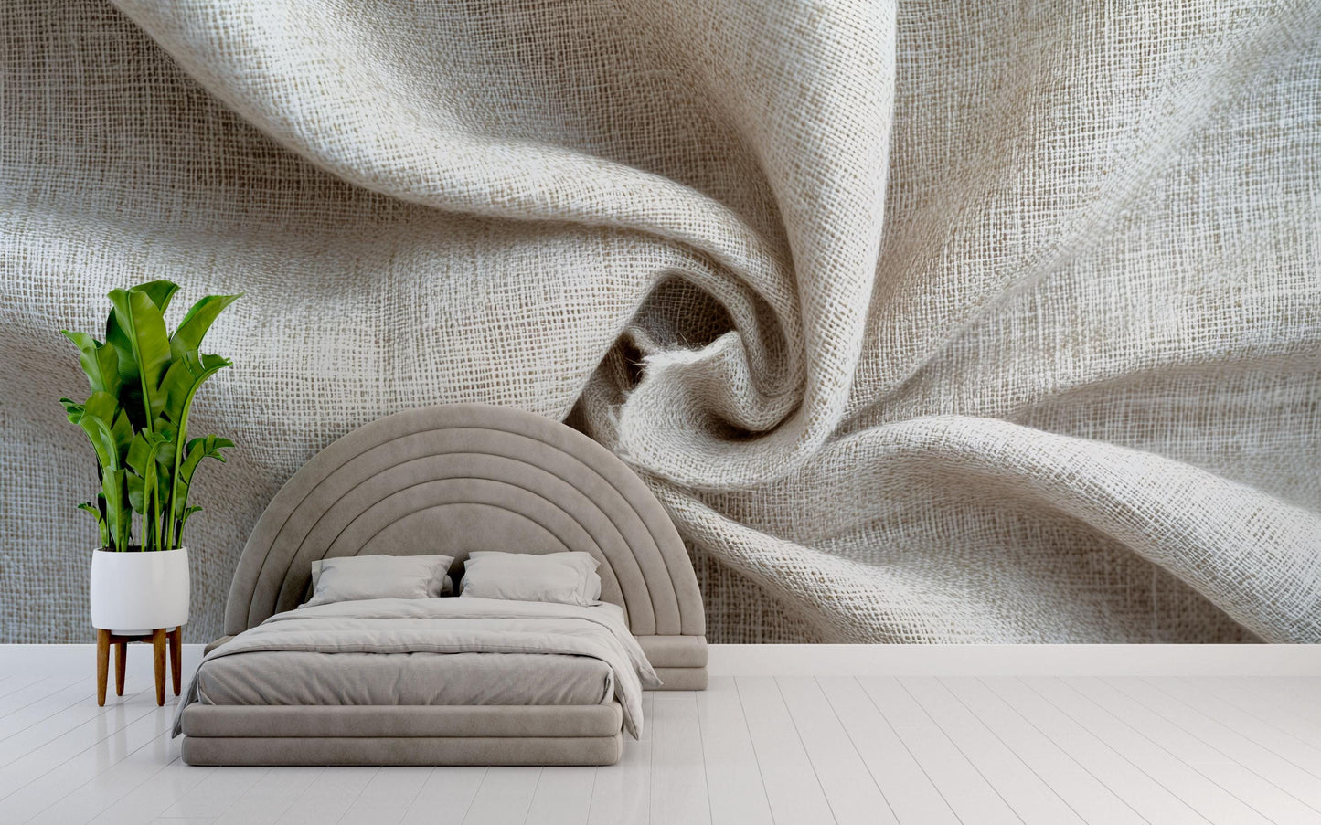 Neutral Linen Texture Wall Mural – Minimalist Beige Fabric Design Wallpaper Vn838