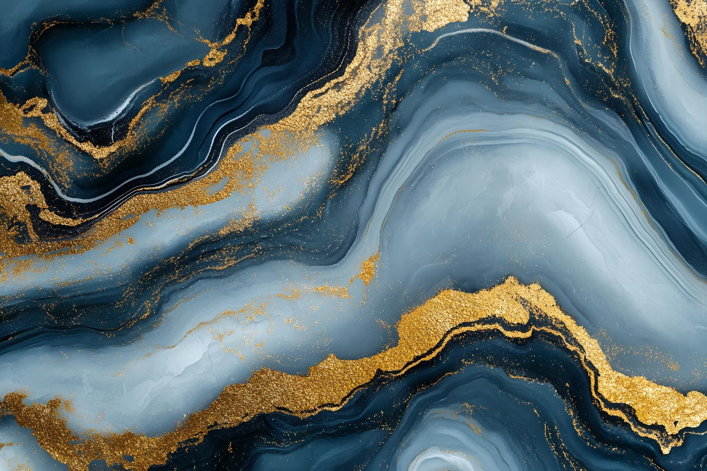 Navy Gold Marble Wall Mural – Luxury Abstract Wallpaper Vn966