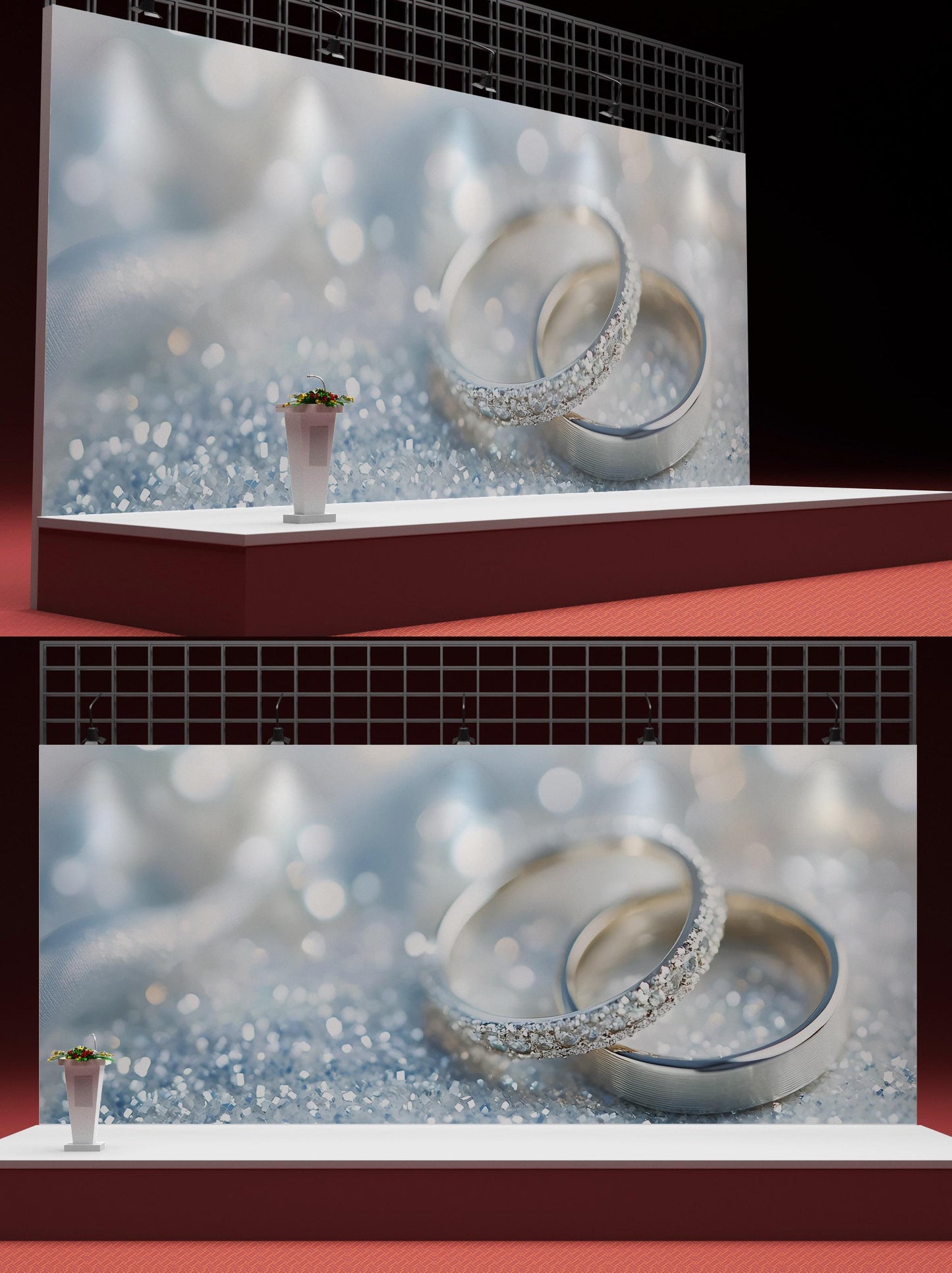 Romantic Wedding Cafe Wall Art | Elegant Ring Background Mural Print | Modern Love-Themed Wall Decor for Home or Event Venue Vn505