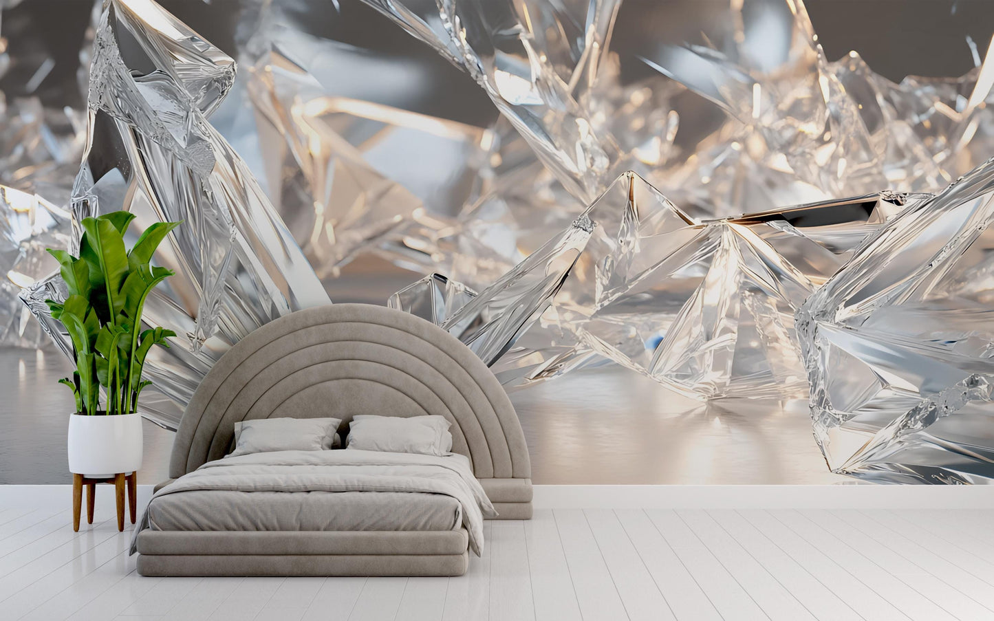 Crystal Wall Mural for Bedroom – Modern Abstract 3D Wallpaper – Luxury Crystal Art Decor Vn572