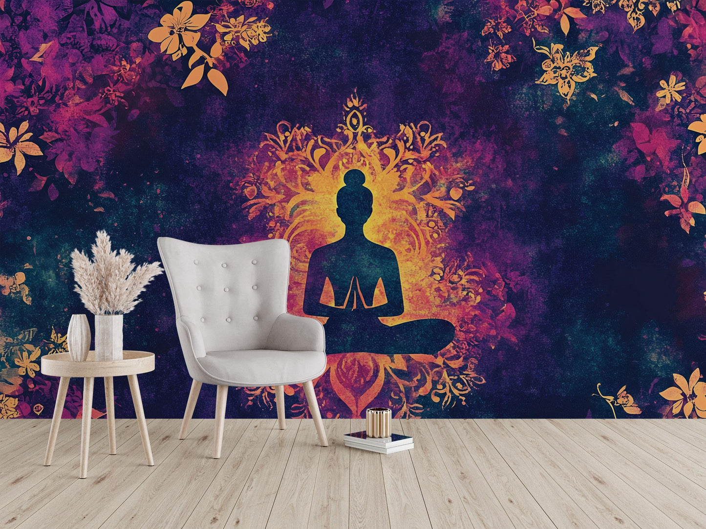 Boho Buddha Wall Art, Meditation Room Decor, Spiritual Tapestry Mural, Zen Yoga Wall Hanging Vn483