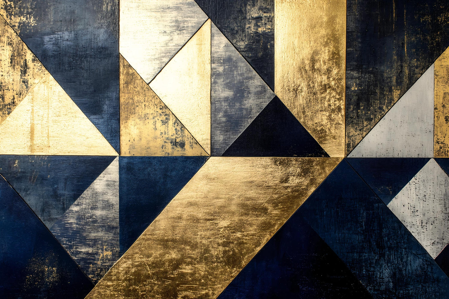 Gold Navy Geometric Wall Mural – Luxury Abstract Wallpaper Vn965