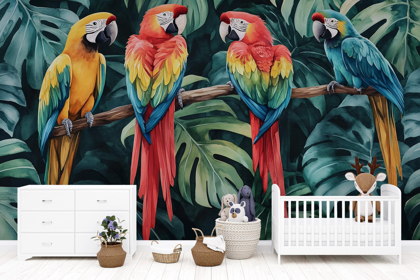 Tropical Parrots Wall Art – Colorful Jungle Bird Print Vn958