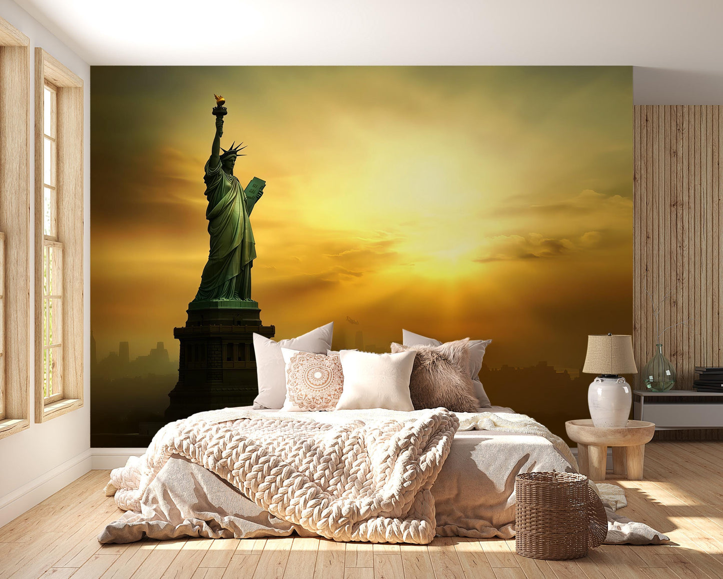 Statue of Liberty Wall Art – NYC Sunset Skyline Print Vn953