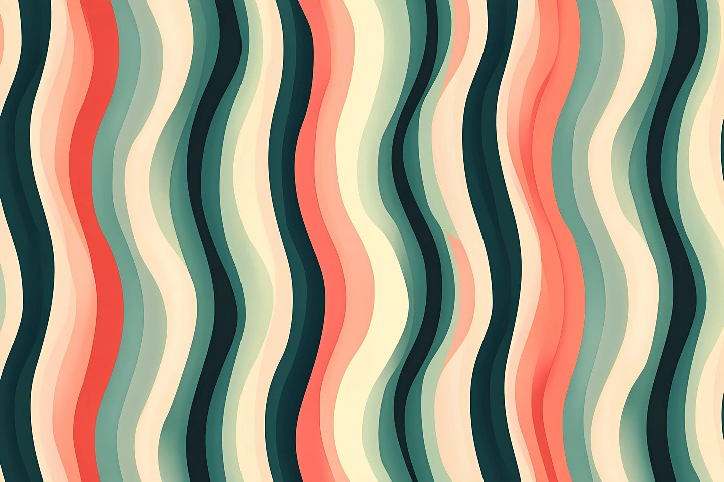 Retro Wavy Stripes Wallpaper – Funky Mid Century Modern Wall Mural Vn1022