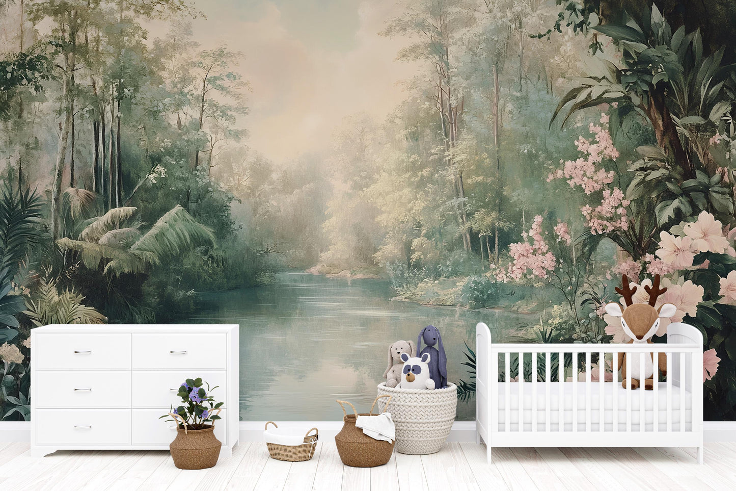 Floral River Wall Mural – Nature Landscape Wallpaper Vn970