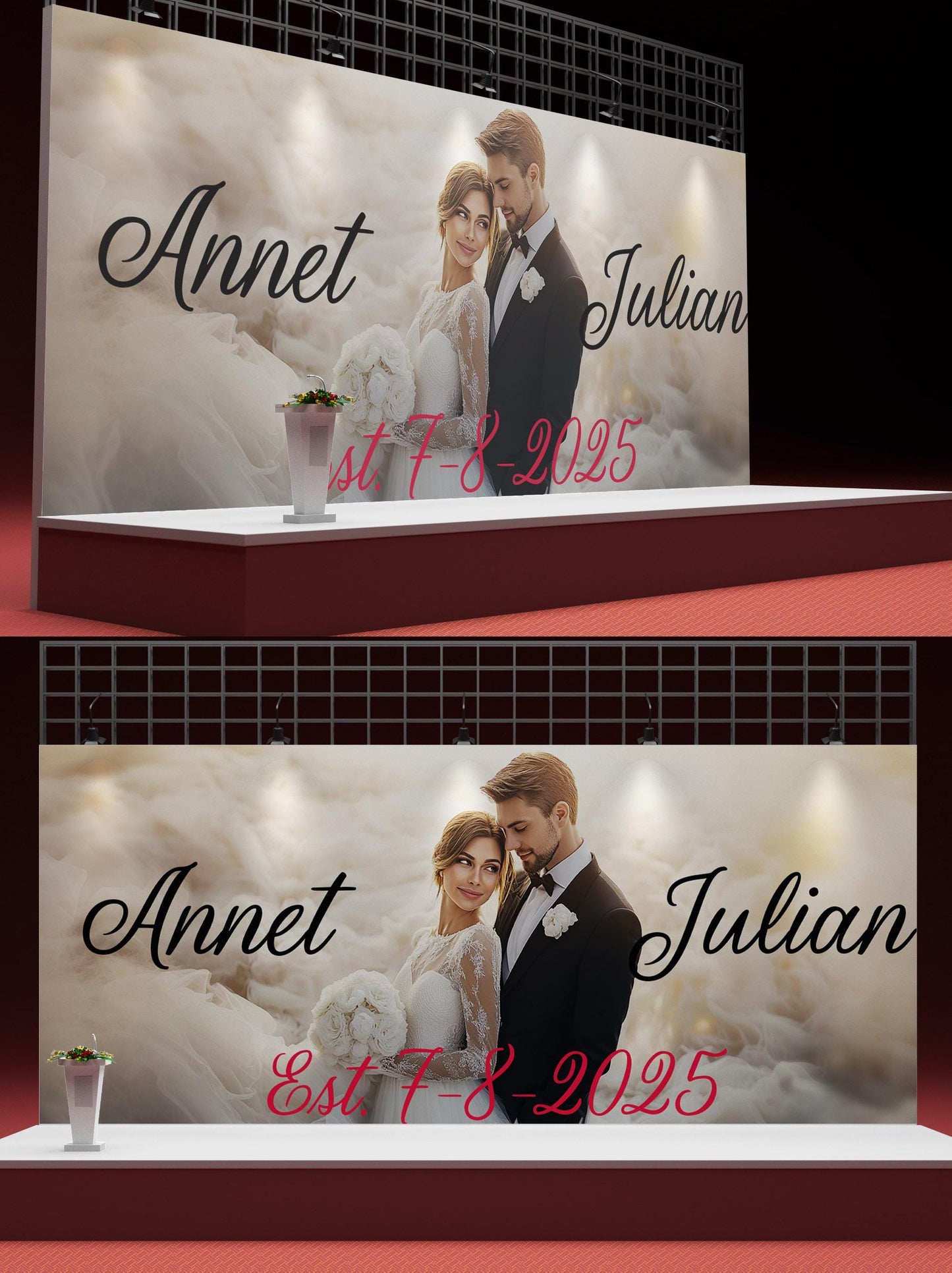 Custom Wedding Backdrop Sign | Elegant Couple Photo Banner | Personalized Wedding Decor | Est. Date Wedding Sign Vn507