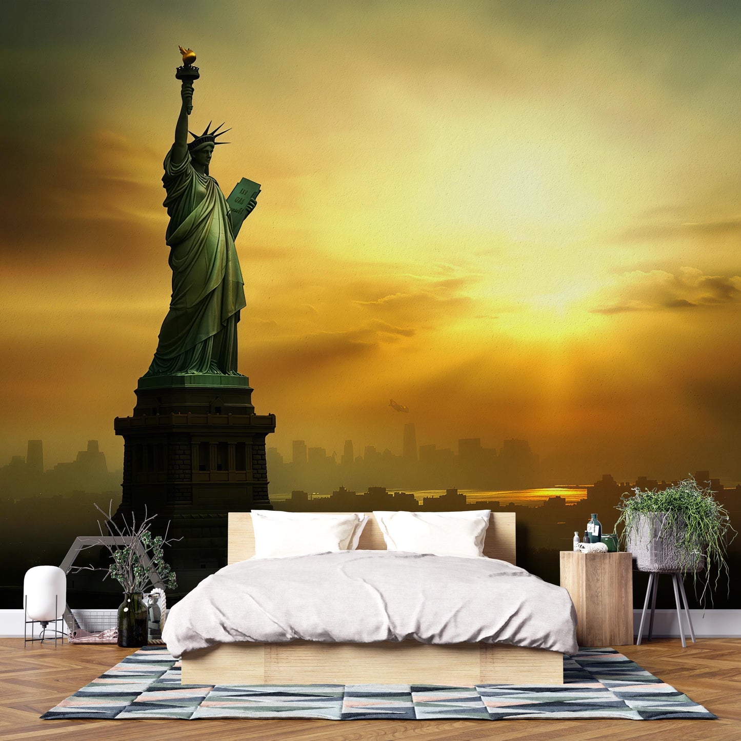 Statue of Liberty Wall Art – NYC Sunset Skyline Print Vn953