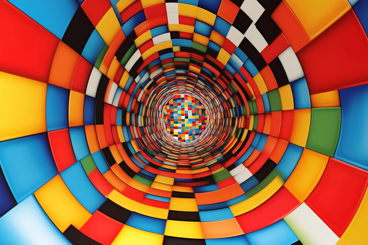 Colorful 3D Tunnel Wall Mural – Kids Room Optical Illusion Wallpaper Vn912