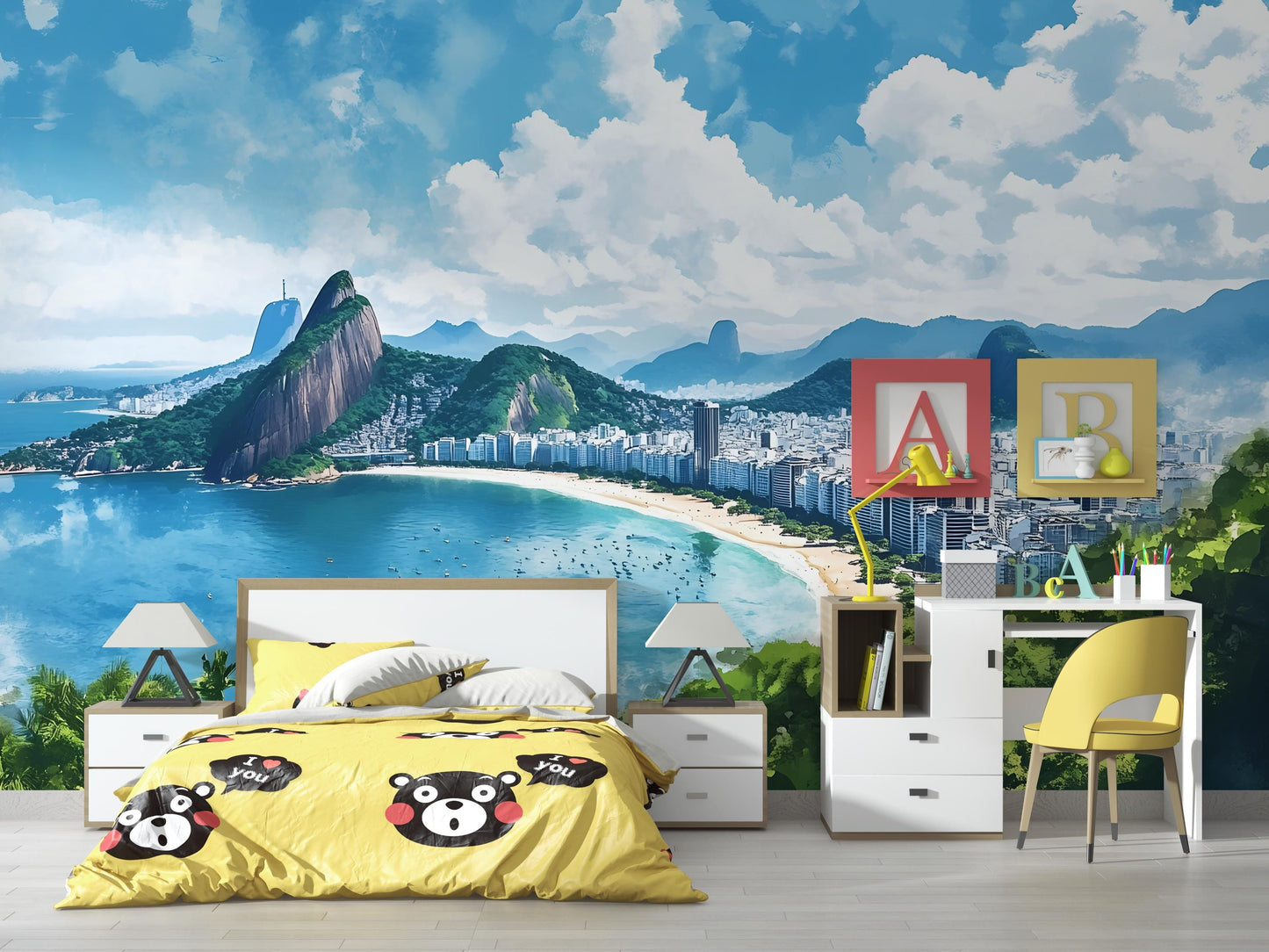 Copacabana Beach Rio Mural – Brazil Coastline Panoramic Wallpaper Vn941