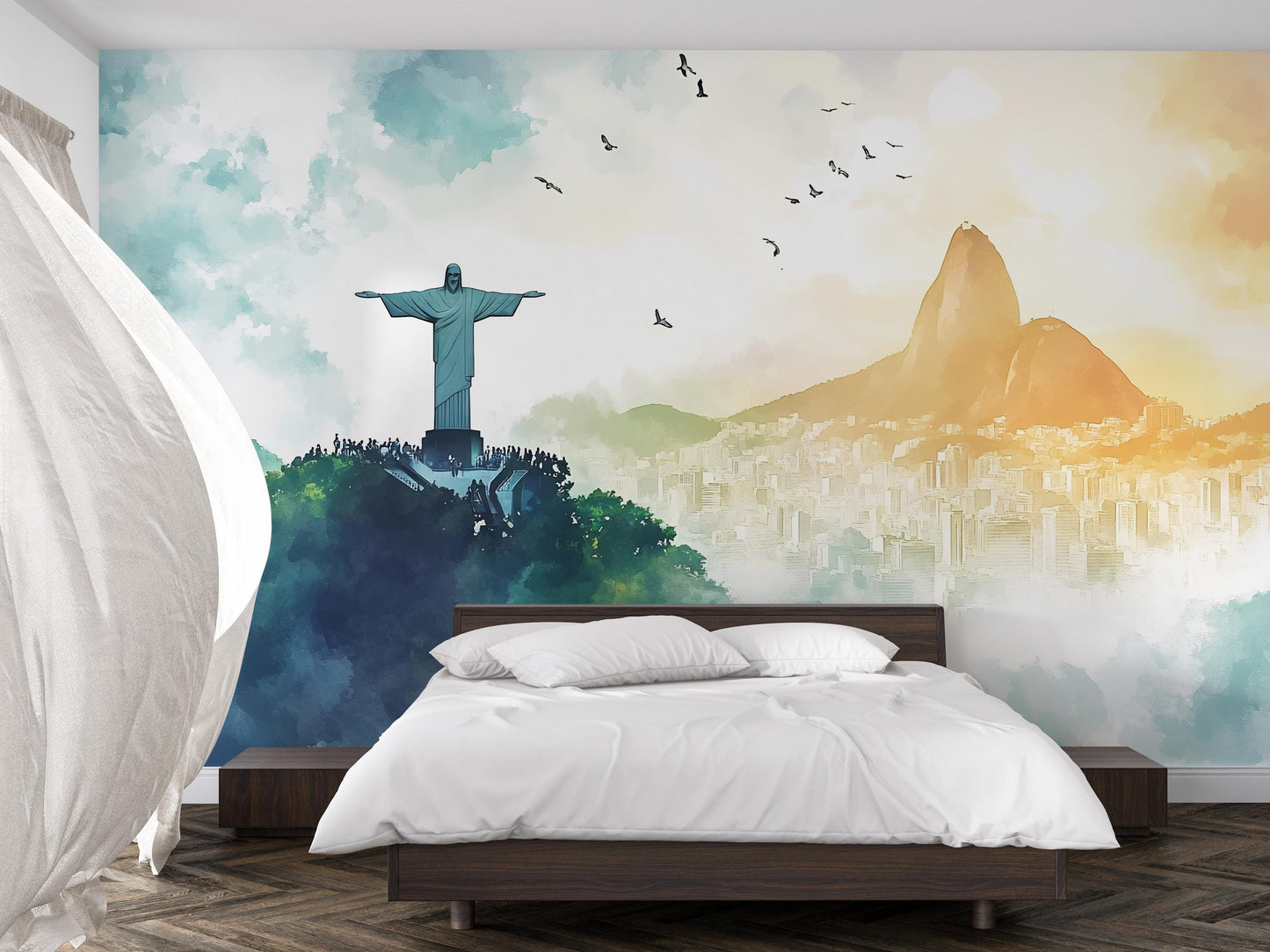 Christ the Redeemer Mural – Rio de Janeiro Brazil Wall Art Wallpaper Vn943
