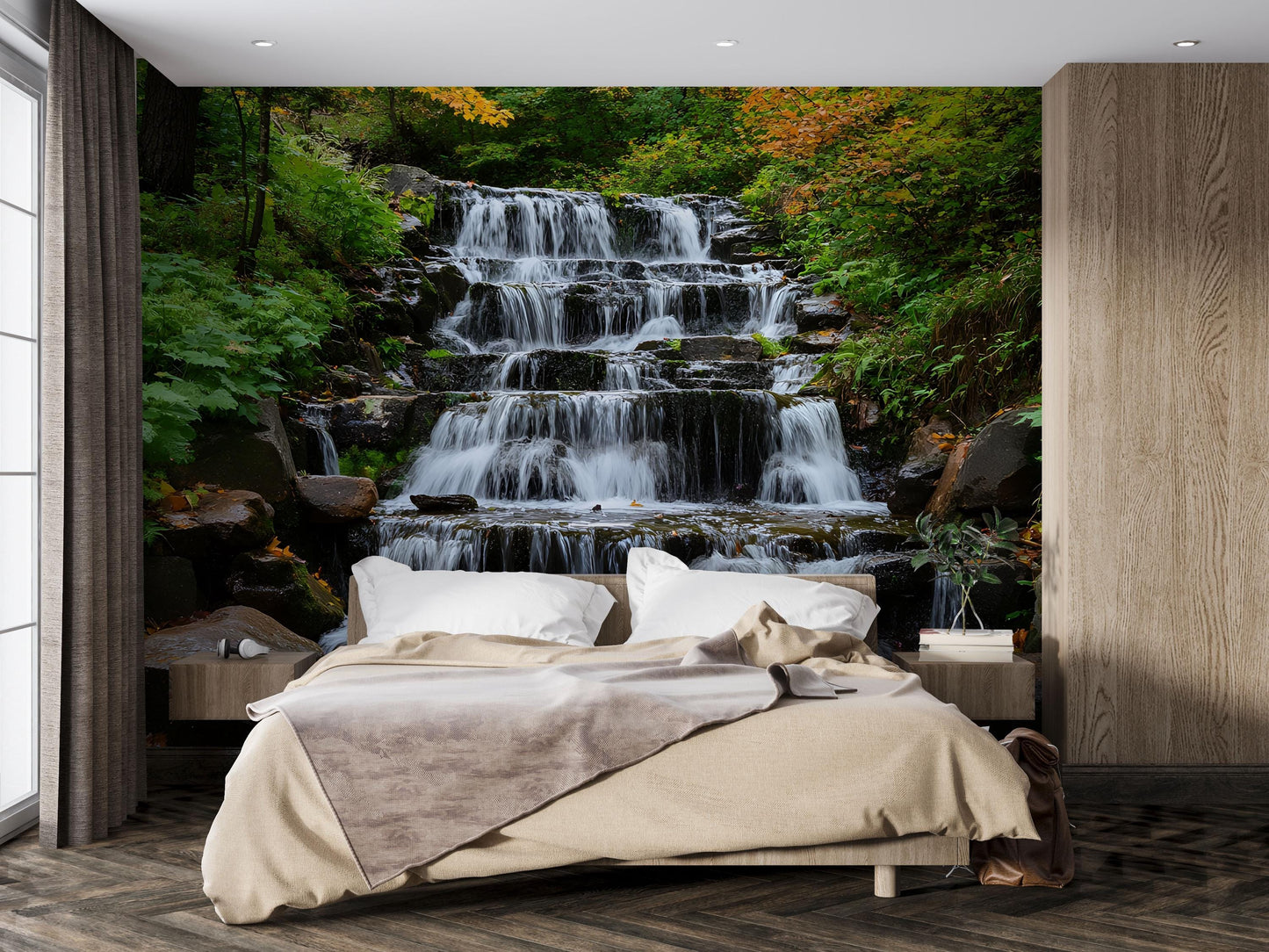 Waterfall Wall Mural Nature Forest Scene for Bedroom Decor Vn693
