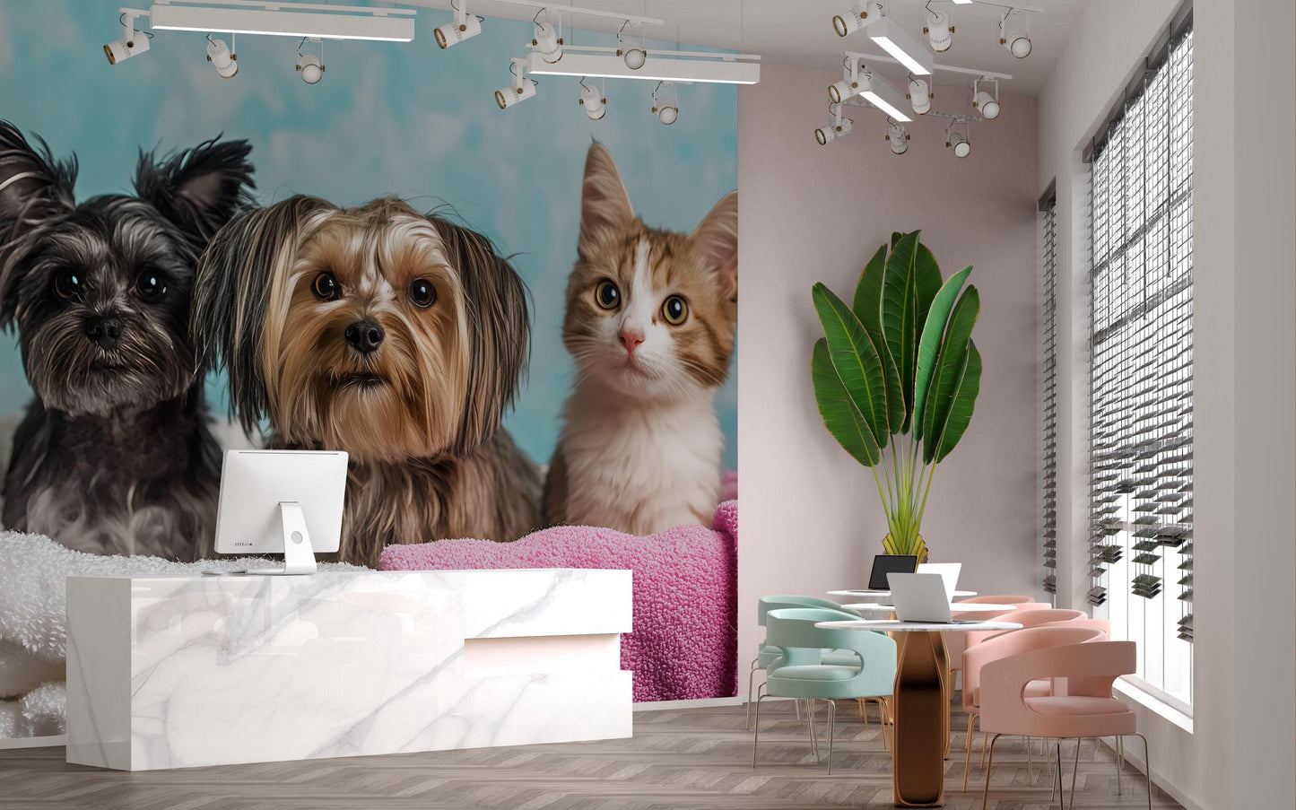 Pet Clinic Office Wall Art | Cute Dogs and Cat Reception Decor | Veterinary Clinic Interior Print Vn682