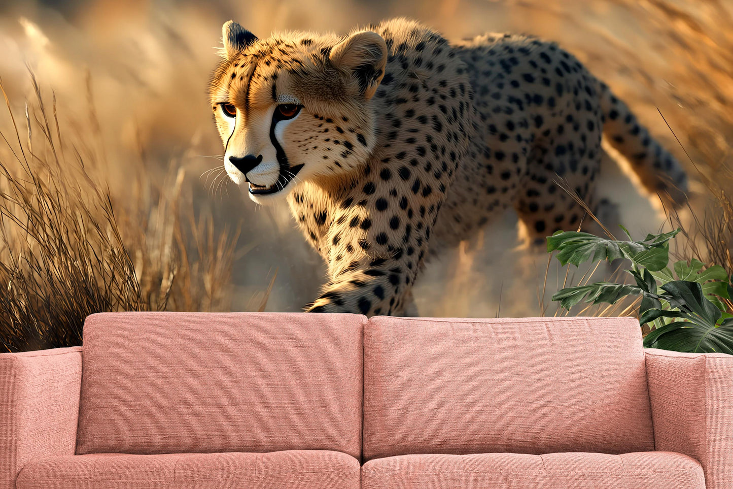 Cheetah Safari Wall Mural | Wild Animal Jungle Art | Living Room Feature Wallpaper | Nature Scene Photo Backdrop | Wildlife Decor Vn540
