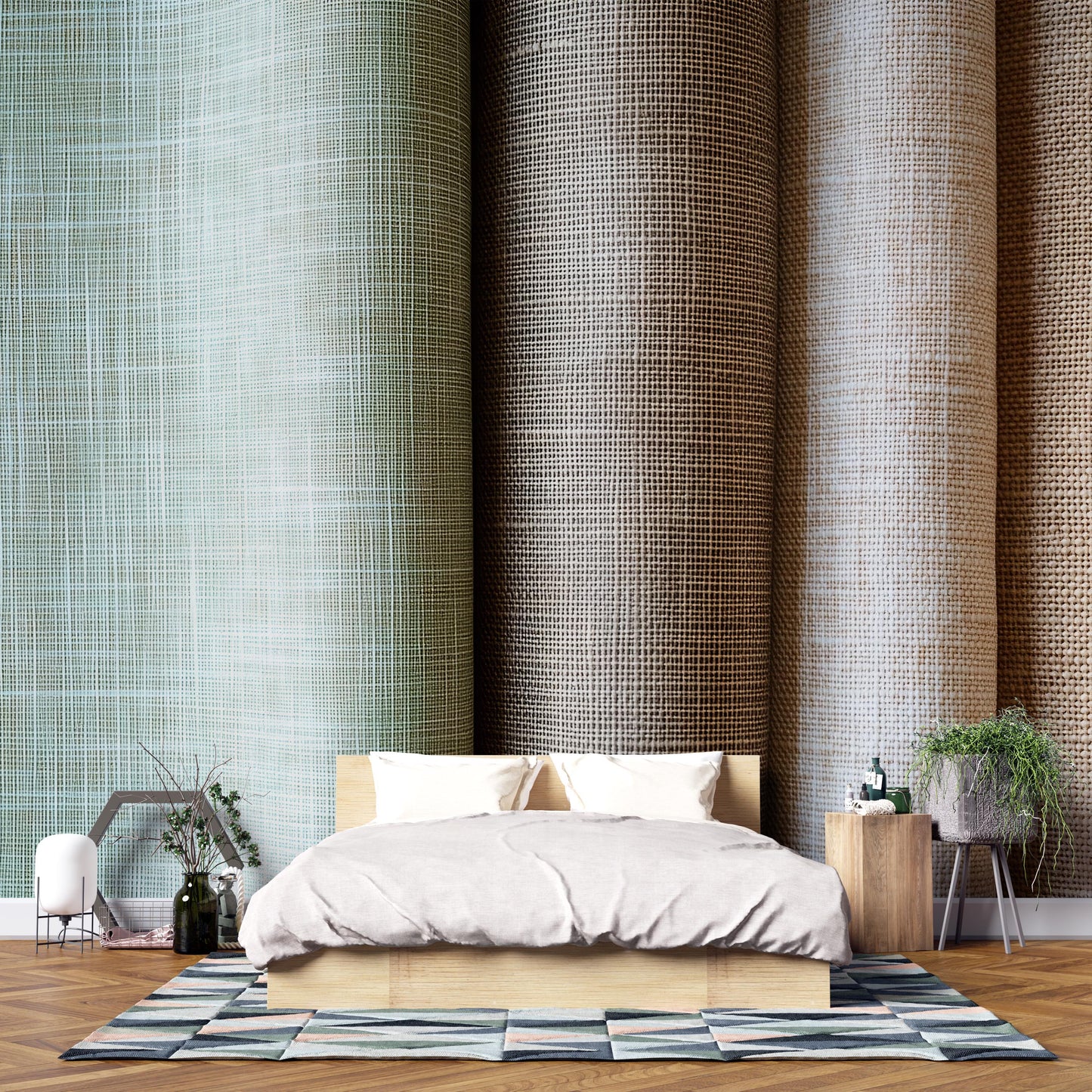 Neutral Textured Wallpaper – Linen Grasscloth Style Wall Covering Wall Art Vn1003
