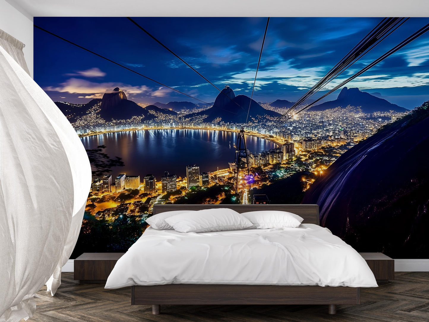 Rio de Janeiro Night Skyline Mural – Brazil Wall Art Wallpaper Vn948