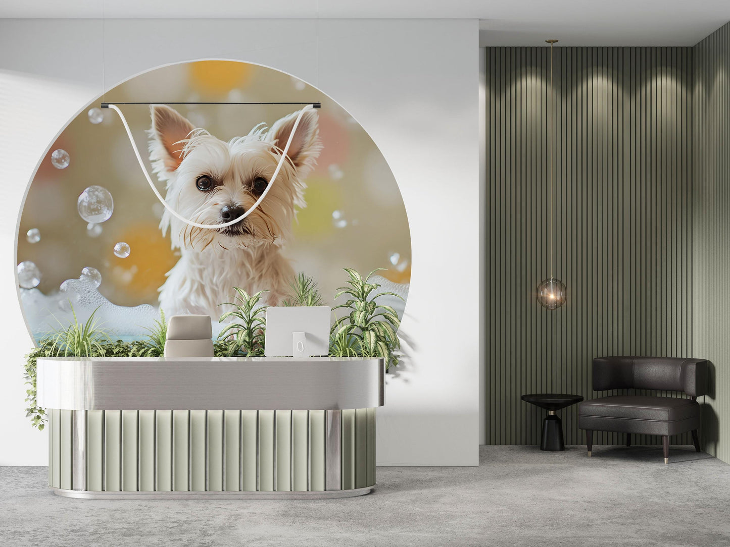 Modern Pet Grooming Salon Wall Art | Cute Yorkie Dog with Bubbles | Vet Office Decor | Dog Lover Gift | Veterinary Reception Print Vn669