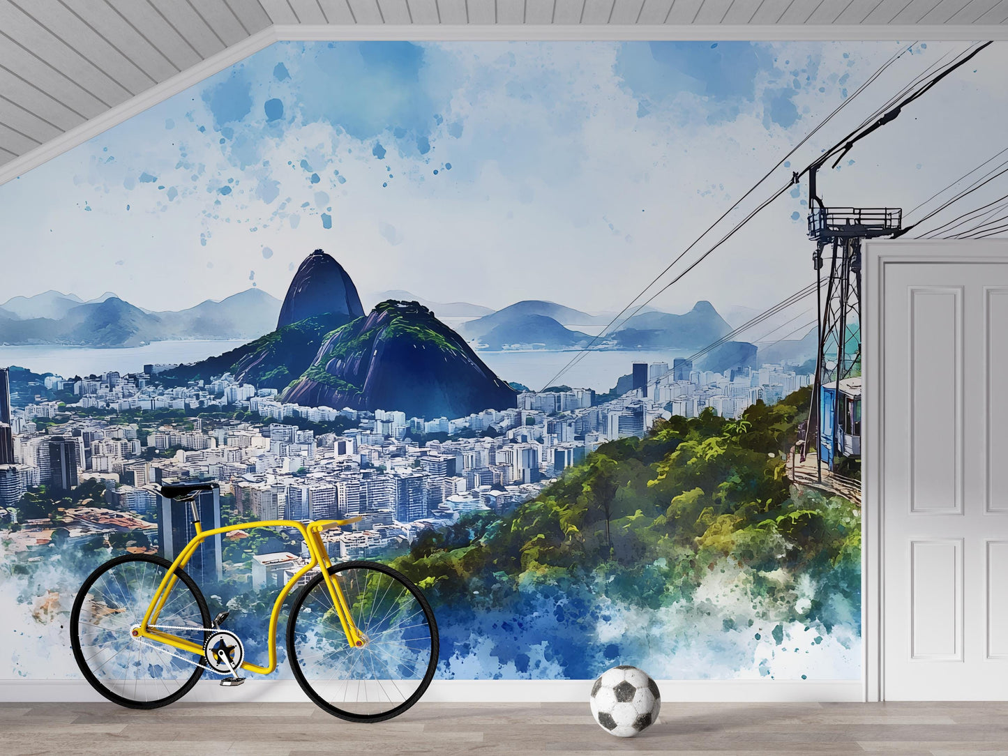 Rio de Janeiro Wall Mural – Sugarloaf Mountain Cable Car Skyline Wallpaper Vn939