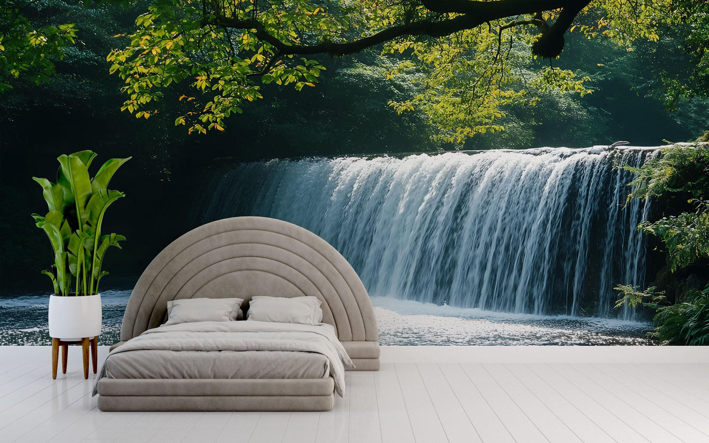 Waterfall Wall Mural Bedroom Decor | Nature-Inspired Removable Wallpaper | Scenic Forest Waterfall Backdrop Vn700