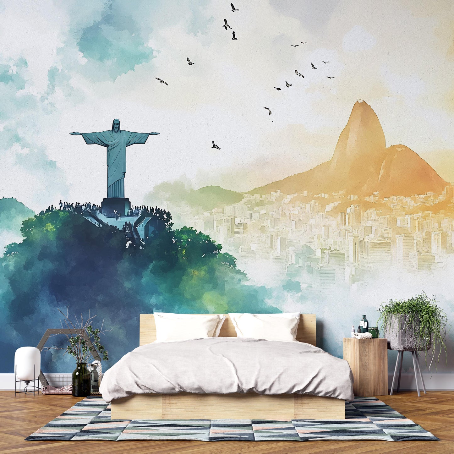 Christ the Redeemer Mural – Rio de Janeiro Brazil Wall Art Wallpaper Vn943