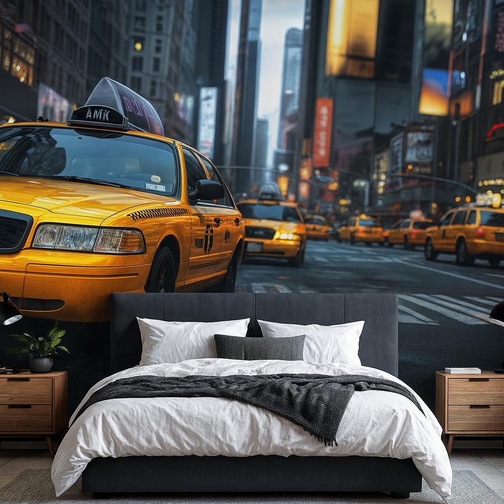 NYC Taxi Wall Mural – Yellow Cab New York Street Wallpaper Vn904