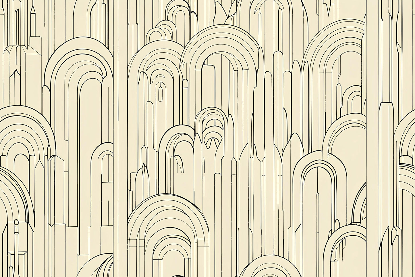 Beige Arch Line Wallpaper – Modern Geometric Wall Mural Vn1095