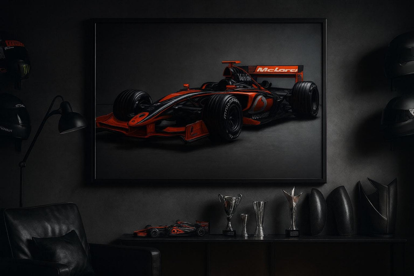 Formula 1 Wall Mural – McLaren Racing Car Wallpaper for Boys Bedroom & Gamer Room Vn878