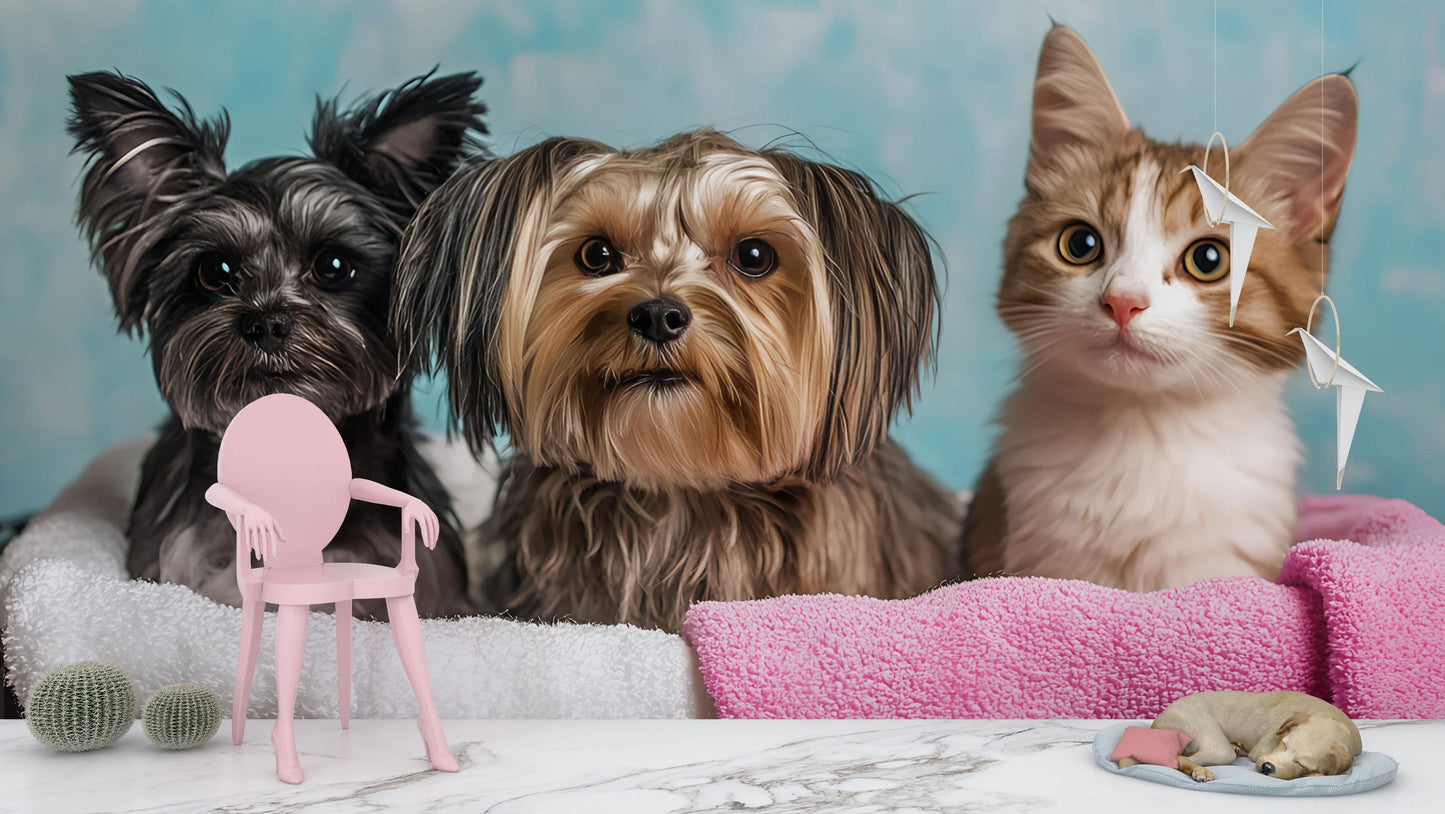 Pet Clinic Office Wall Art | Cute Dogs and Cat Reception Decor | Veterinary Clinic Interior Print Vn682