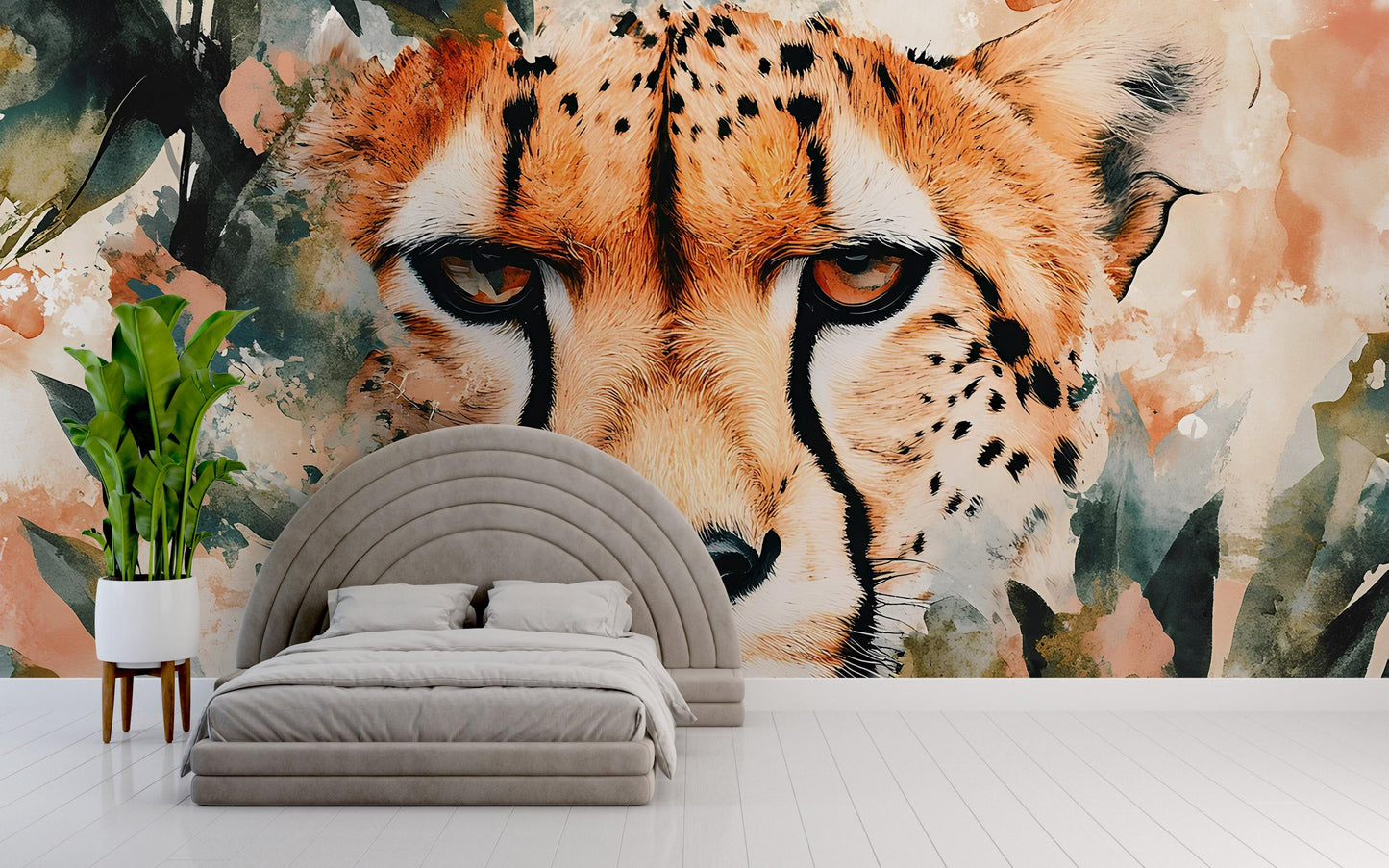 Cheetah Wall Mural for Bedroom – Safari Big Cat Wallpaper – Bold Jungle Animal Art – Modern Nature Decor for Accent Wall Vn534