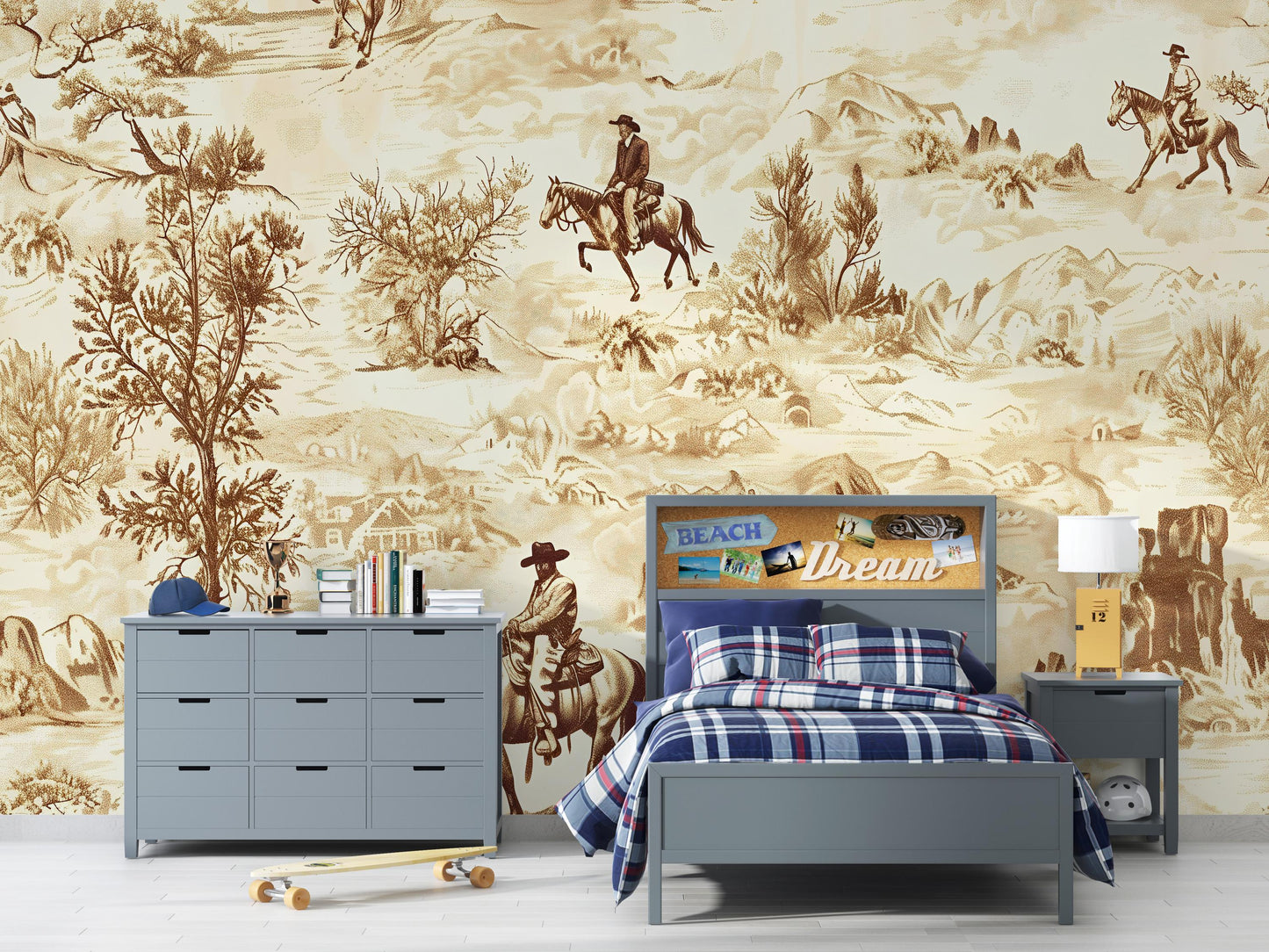 Western Cowboy Wall Mural – Rustic Horse Riding Wallpaper Vn1028
