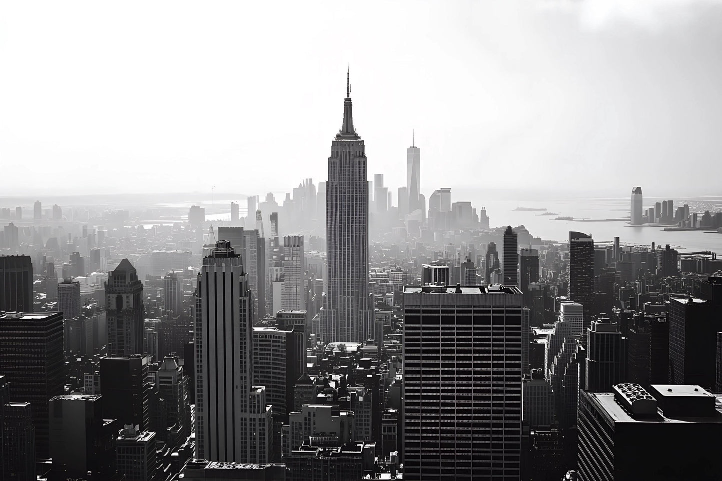 New York Skyline Wall Mural – Black and White Cityscape Office Wallpaper Vn890