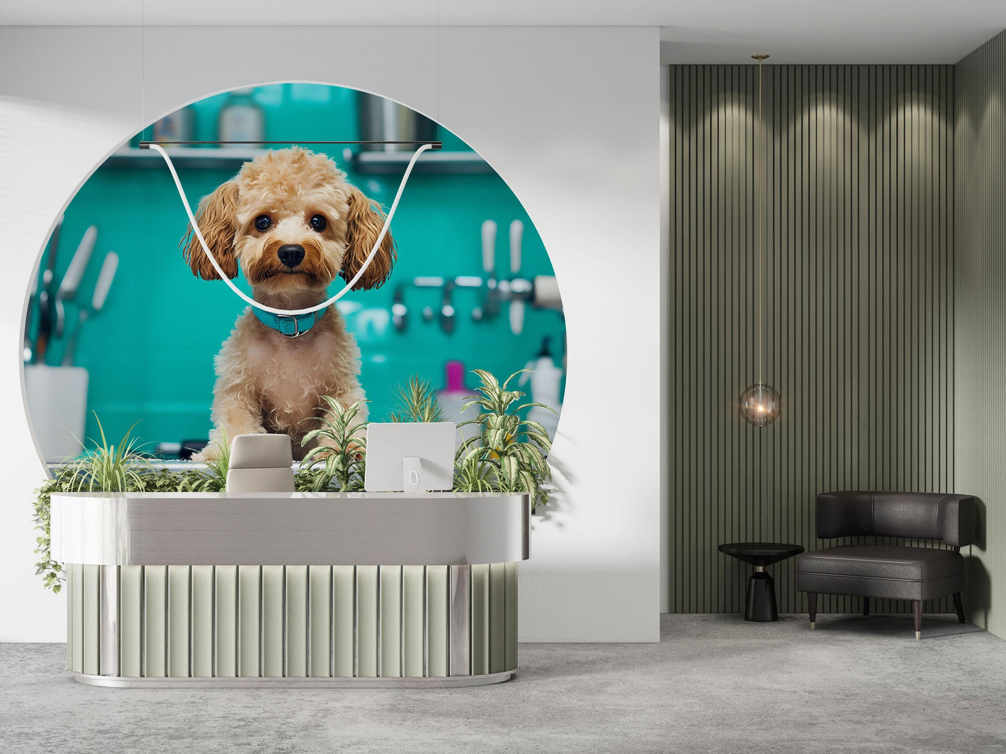 Cute Toy Poodle Wall Art – Whimsical Kitchen Decor with Mini Furniture & Sleeping Puppy – Fun Dog Lover Gift Vn668