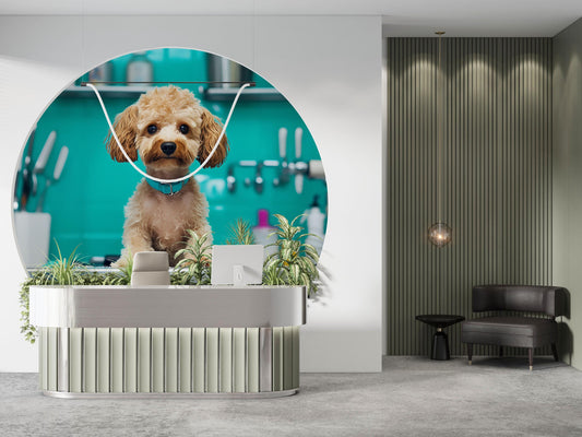 Cute Toy Poodle Wall Art – Whimsical Kitchen Decor with Mini Furniture & Sleeping Puppy – Fun Dog Lover Gift Vn668