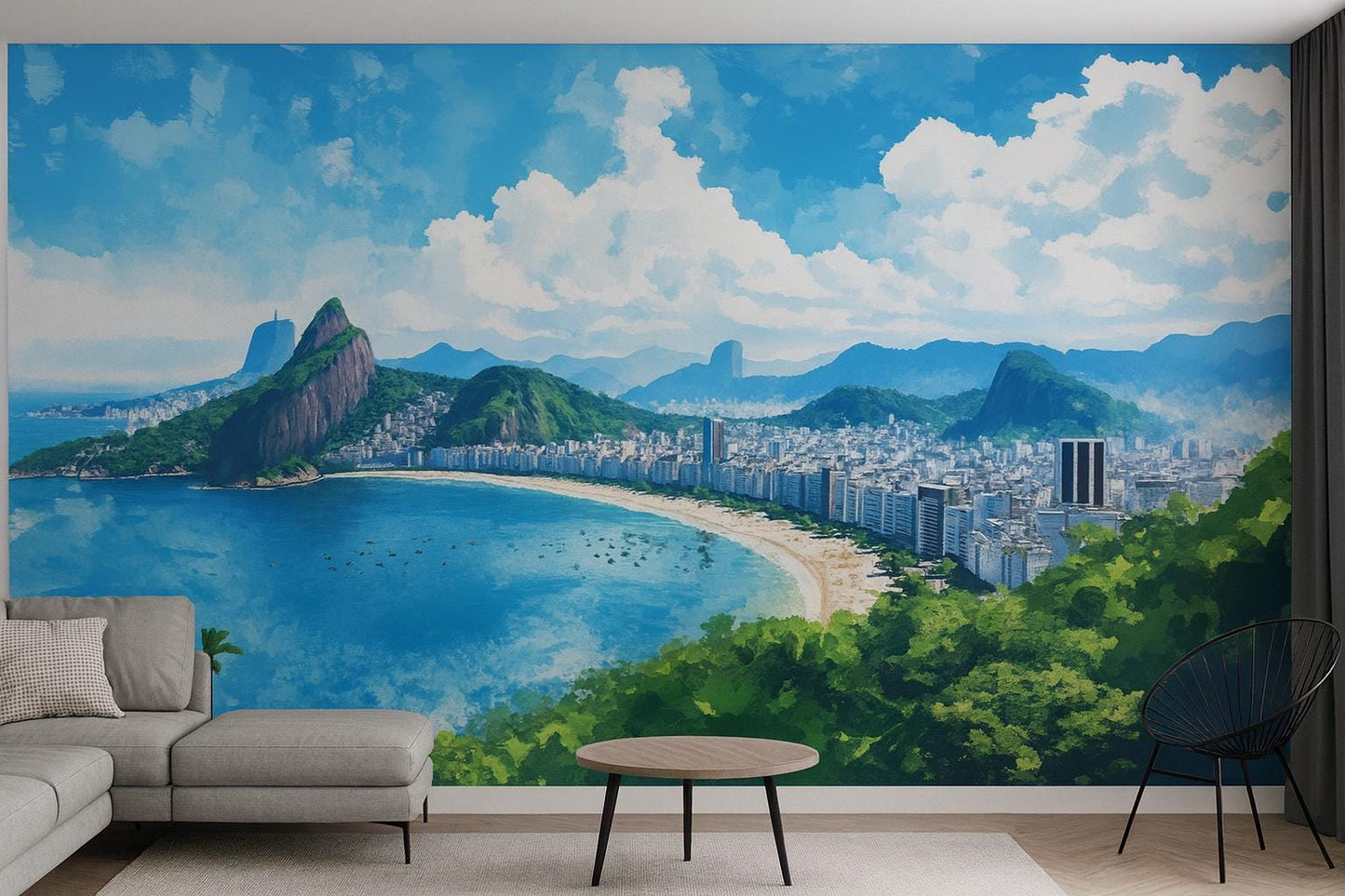 Copacabana Beach Rio Mural – Brazil Coastline Panoramic Wallpaper Vn941