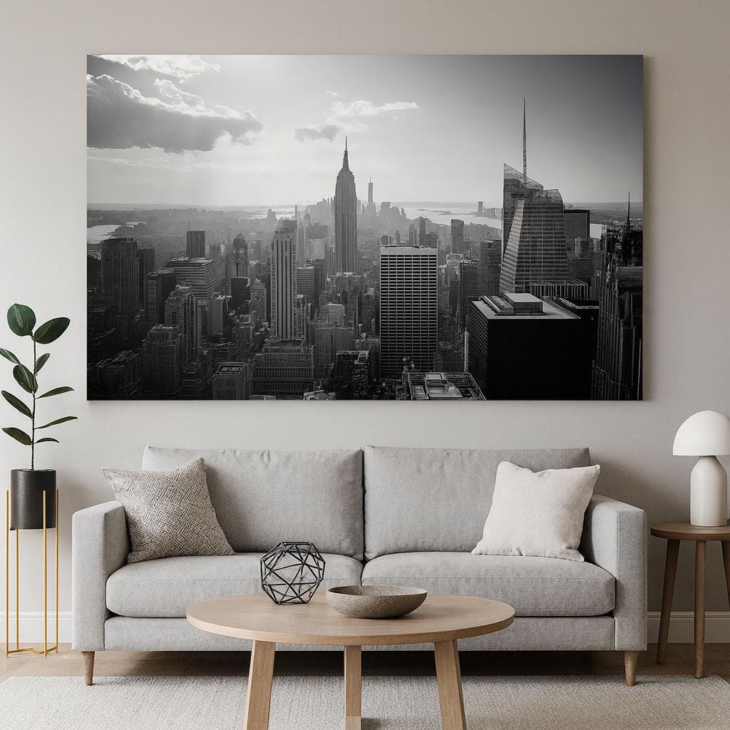 NYC Skyline Wall Mural – Black White Empire State Wallpaper, Office Modern Decor Vn884