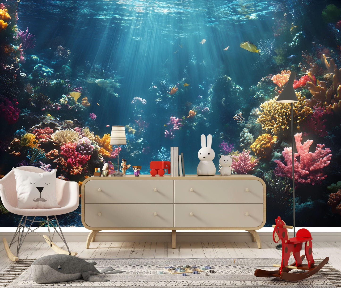 Underwater Coral Reef Wall Mural – Ocean Scene Wallpaper for Home & Office Vn822